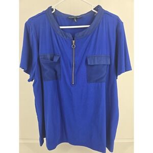 Womens XL blouse lot of 4 blue and black patterned tops